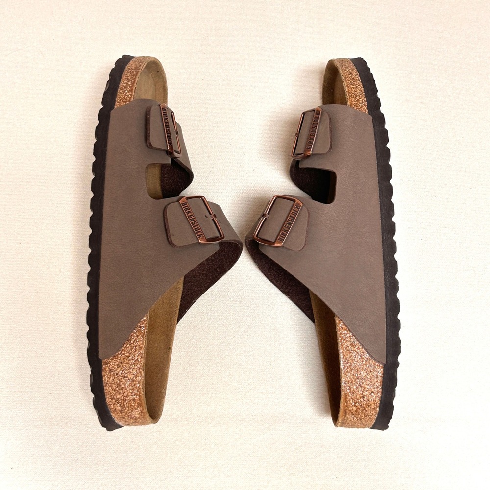 Birkenstock Arizona Sandals 42 Narrow Mocha Brown Two Strap New Without Box - Picture 7 of 8